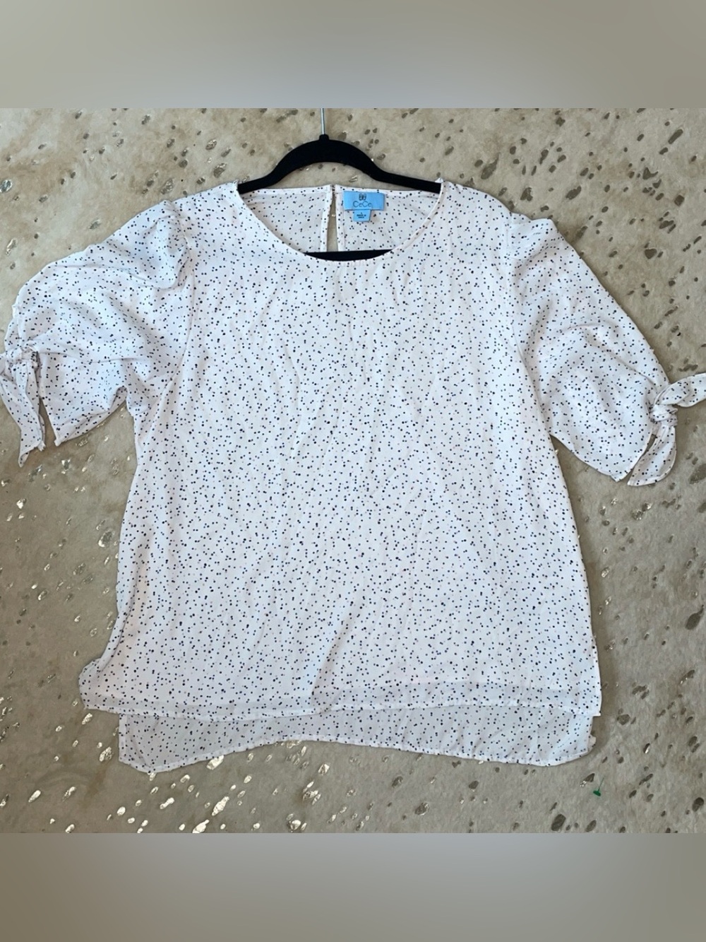 CeCe White Blouse Tie-Sleeves L